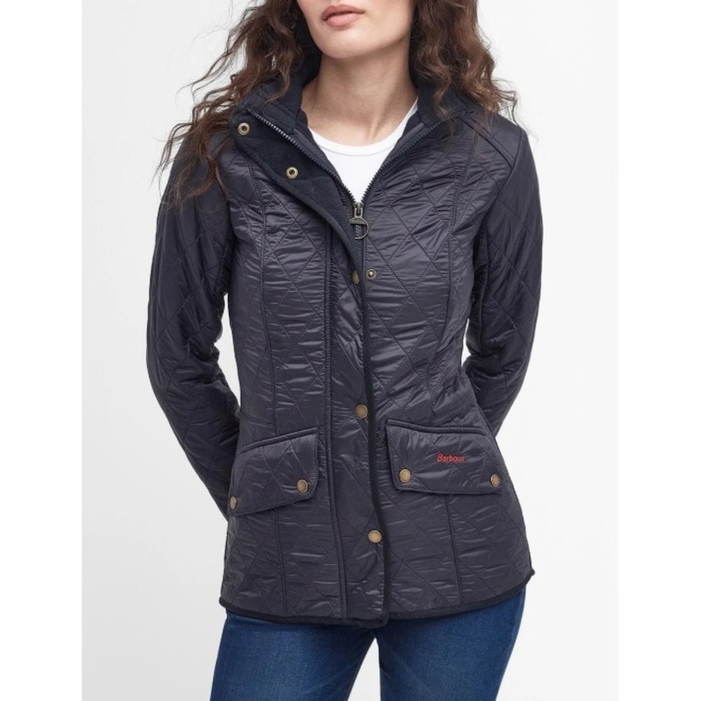 BARBOUR Cavalry Fleece Lined Quilted Jacket In Navy Blue Women Size 2 Comfort